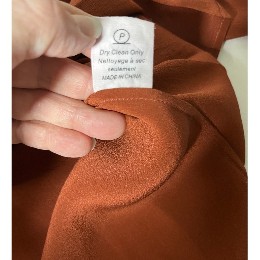 Women's Rust Pleated Button-Front Blouse - Picture 7 of 10